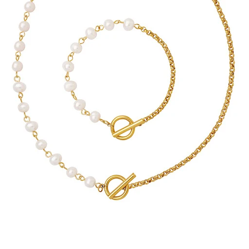 Title 2, Colar Pulseira Feminina Pérola de Água Doce com...