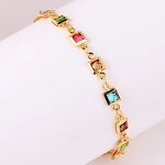 Colar banhado a cobre com ouro 18K, zircônia quadrada, corrente fina, pulseira ajustável, design étnico elegante, para você brilhar! — foto 8