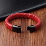 Pulseira de couro vermelha para casais, elegante e duradoura. O presente perfeito para celebrar o amor e a conexão. Um acessório atemporal. — foto 9