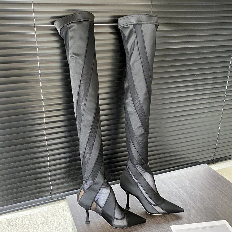 Title 14, Pointed High Heel Over The Knee Boots with Elas...