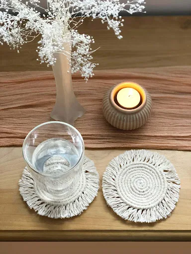 Title 5, Nordic Style Hand-woven Round Coaster, Non-slip...