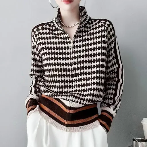 Title 2, Cappotto maglione maglione scozzese alla moda