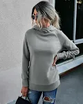 Moda casual pulôver de cor sólida feminino suéter com capuz — foto 13