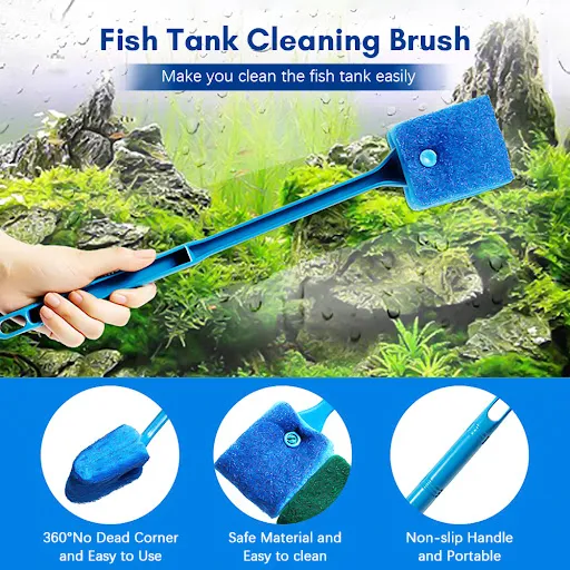 5 in 1 Aquarium Algae Fish Tank Kit Cleaning Tools Set Gravel Rake Grass Clip Clean Sponge Algae Brush Fishing Net Scrap — photo 6
