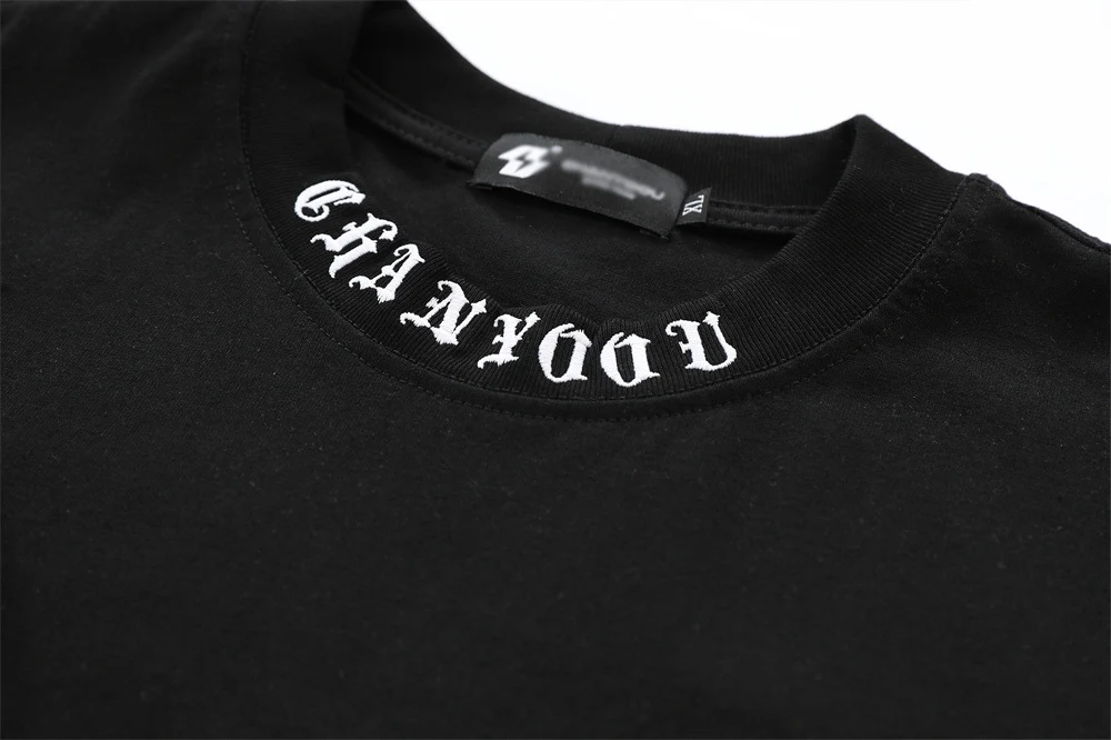 Embroidered Neckline T-shirt Casual Top for Men. Comfortable everyday wear. Stylish design with embroidered details. Per — photo 12