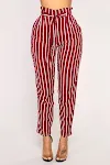 Calças casuais femininas outono inverno cintura média pretas listradas com laço estilo tierricdress. Conforto e elegância para o dia a dia. — foto 1