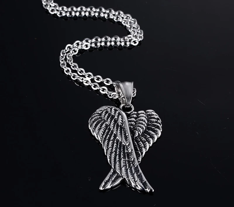 Colar pingente asas de anjo em aço inoxidável para homens, um símbolo de fé e proteção, perfeito para expressar seu estilo pessoal. — foto 1
