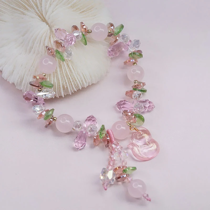 Title 7, Pulsera de cristal de corazón para niña estilo ...