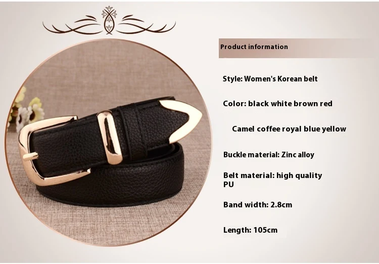 Title 17, Cinto de calça feminino com fivela de liga pint...