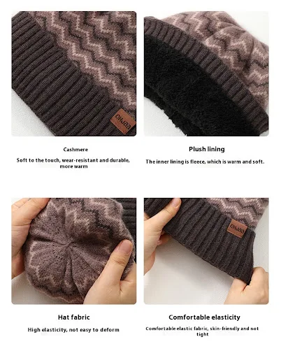 Title 1, Gorro de malha masculino de inverno com proteto...