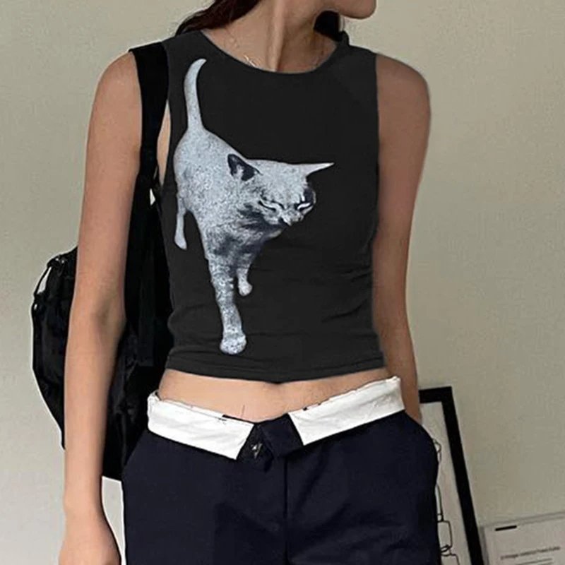 Title 7, Printed Sleeveless Slim Fit Tank Top
