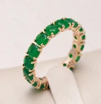 Anel de diamante completo com zircônio de flor de gelo azul e ouro champanhe retrô francês. Elegância e brilho excepcionais. — foto 3