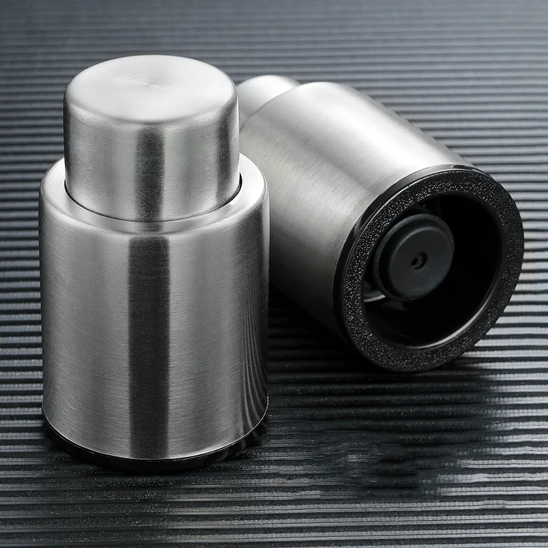 Round-head vacuum wine stopper, push-type, plastic and silicone, keeps wine fresh for longer. Preserves flavor and aroma — photo 2