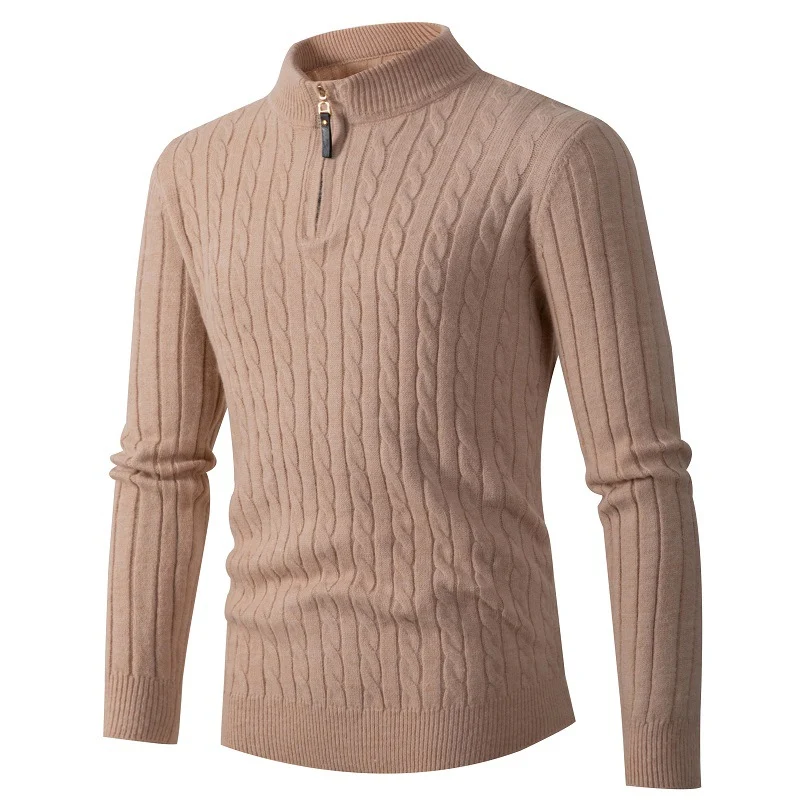 Title 4, Mens Long Sleeve Twist Half High Neck Zipper K...