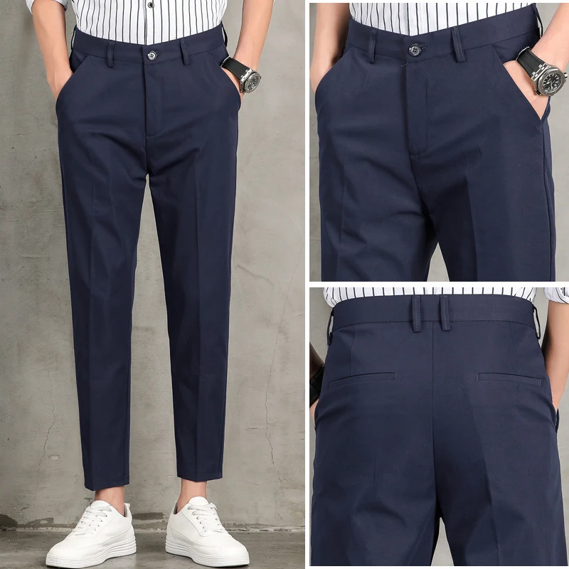 Męskie Spodnie Casual Slim z Dziewięcioma Punktami, Modne i Wygodne, Idealne na Co Dzień, Dopasowany Krój, Stylowy Wygląd, Must-Have — zdjęcie 2