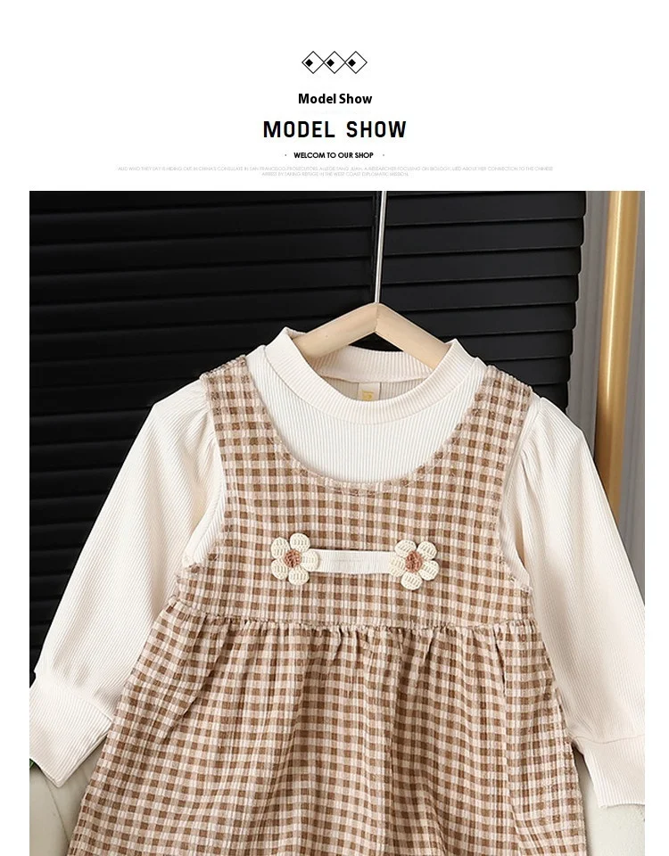 Baby Mädchen Rundhals Langarm Kleid Anzug perfekt für festliche Anlässe. Bequemer, stilvoller Look für Ihr Kind. — foto 11