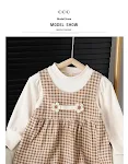 Baby Mädchen Rundhals Langarm Kleid Anzug perfekt für festliche Anlässe. Bequemer, stilvoller Look für Ihr Kind. — foto 11