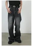 Calças jeans masculinas Personality Denim, pernas largas, lavadas e folgadas, estilo wide-leg, perfeitas para um visual moderno e confortável. — foto 2