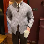 Slim Jacquard Stand Collar Warm Sweater Coat, stay warm and stylish in cold weather, experience comfort and elegance wit — photo 3
