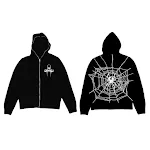 Moletom com capuz masculino Hip Hop, com estampa de teia de aranha nas costas, tamanho S, ideal para um visual moderno e urbano. — foto 2