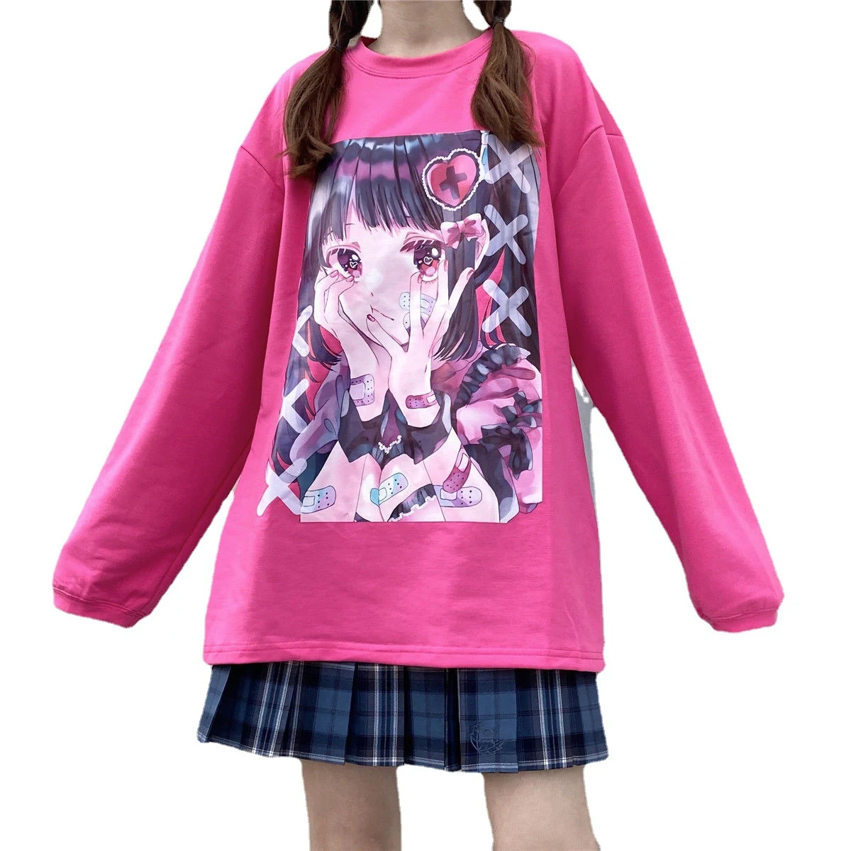 Title 6, Anime-T-shirt met ronde hals en lange mouwen vo...