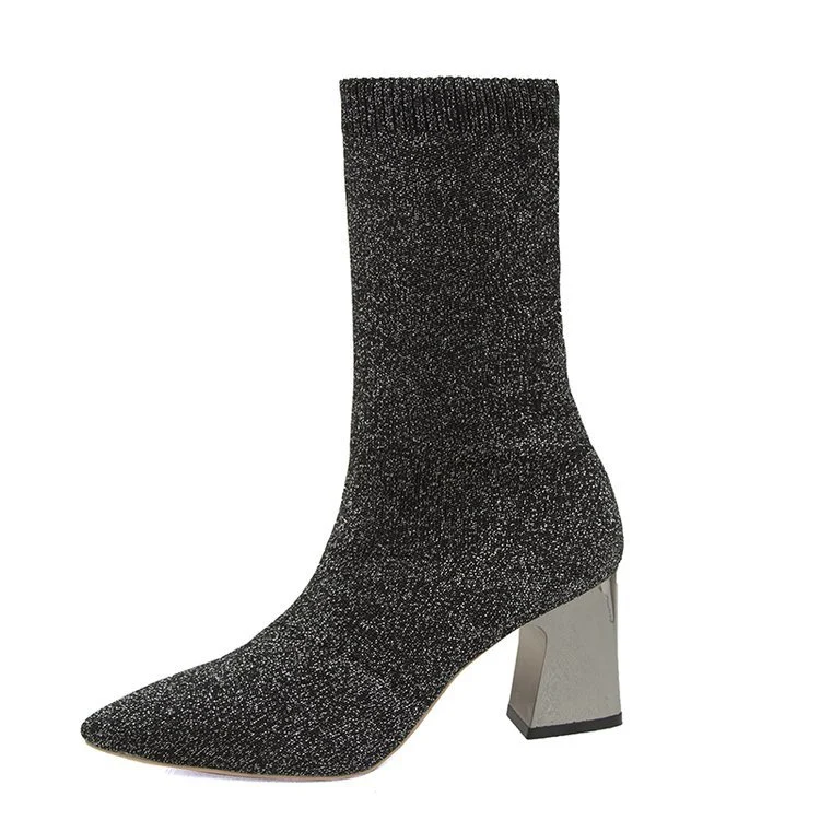 Botas femininas de salto alto e cano médio com bico fino, perfeitas para um look moderno e elegante, ideal para diversas ocasiões. — foto 3