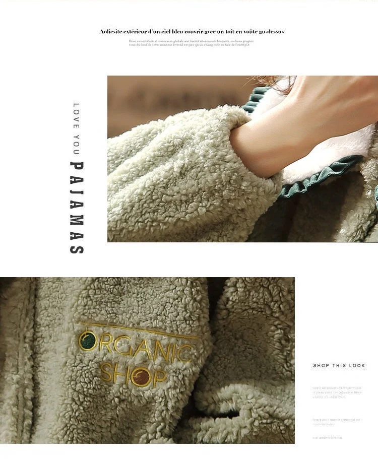 Title 8, Womens Autumn And Winter Thickened Flannel Paj...