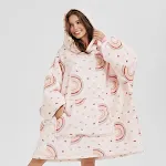 Bata de casa de franela con capucha, casual y cómoda. Suéter con capucha para estar en casa, suave y perfecta para relajarse, ideal para noches frescas. — foto 2