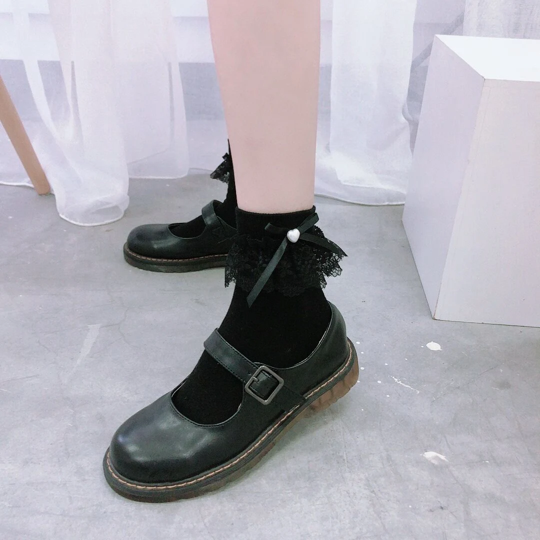 Title 4, Bow Knot Studded Heart Cotton Socks