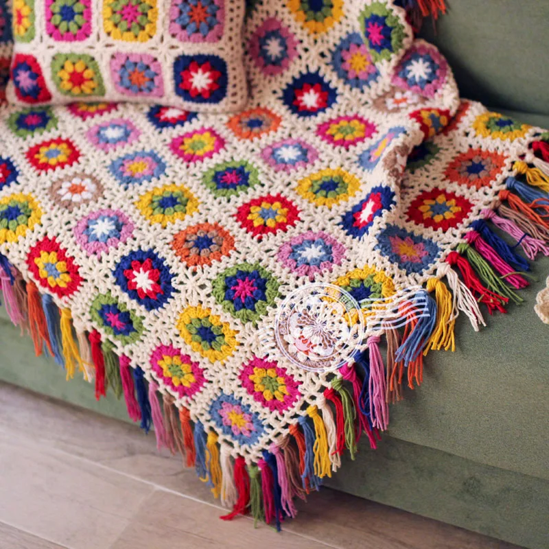 Forest tassel blanket hand crochet flower garden tablecloth, creating a cozy and elegant ambiance for your meals and gat — photo 5