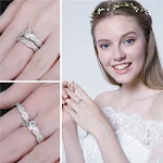 Conjunto de anéis femininos para casais com banho de moda. Demonstre seu amor com estilo. Anéis que celebram a união e o romance. — foto 2
