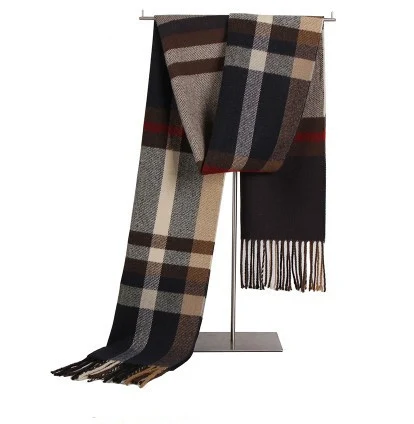 Men's Wool Scarf Short Winter Warm Thin Neck Scarf Plaid Elderly Middle Aged Youth Leisure Wear. — photo 5