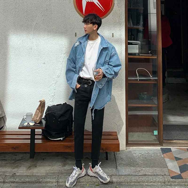 Title 3, Teen Loose Casual Handsome Ripped Jacket. A sty...