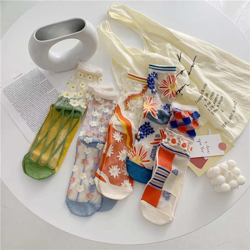 Title 1, Retro Personality Breathable Glass Silk Socks i...