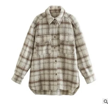 Title 1, Womens plaid loose shirt woolen jacket, a comf...