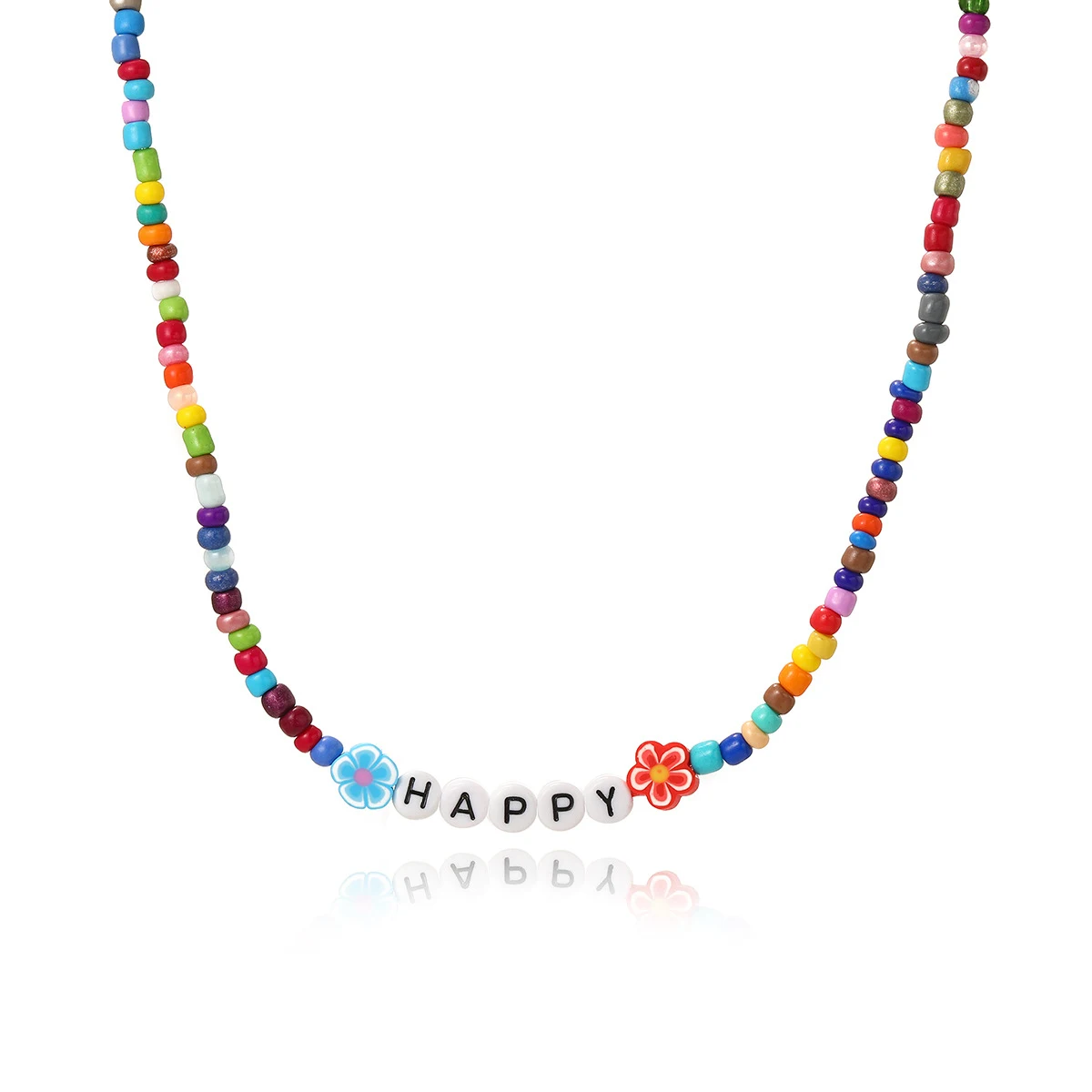 Colar com contas em forma de arroz coloridas, borboletas e letras, um acessório charmoso e vibrante para adicionar um toque especial ao seu visual. — foto 1