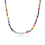 Colar com contas em forma de arroz coloridas, borboletas e letras, um acessório charmoso e vibrante para adicionar um toque especial ao seu visual. — foto 1