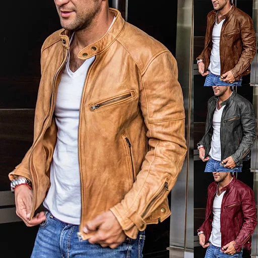 Title 2, Herren Motorrad Lederjacke Stilvoller Schutz fü...