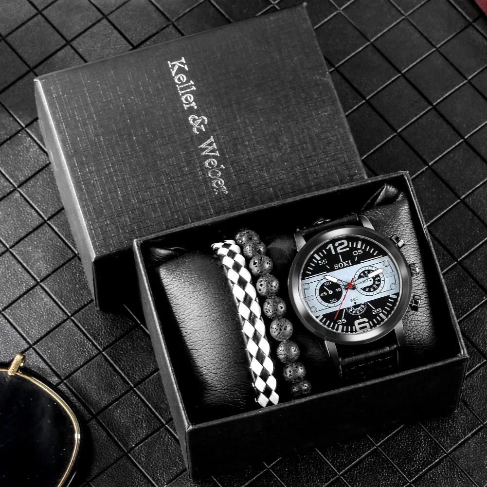 Relógio Quartz Masculino com Pulseira e Caixa de Presente. Conjunto Completo para Homens Elegantes. Presente Perfeito e Sofisticado. — foto 3