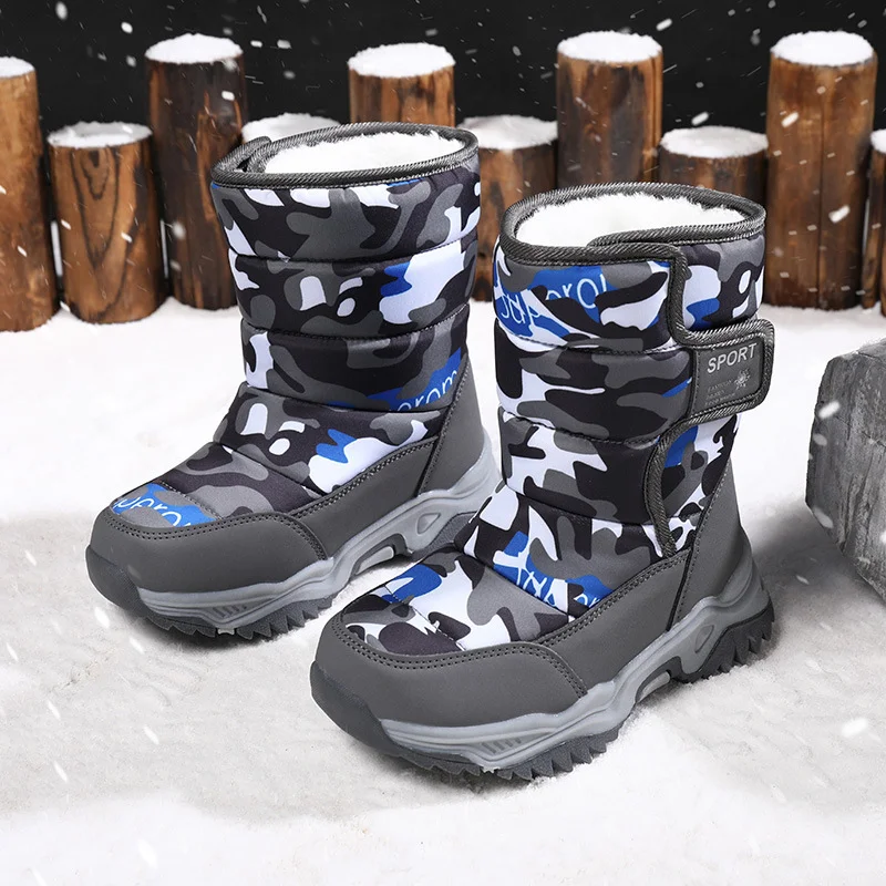 Botas de neve infantis e masculinas Impermeáveis e quentes Perfeitas para aventuras na neve Sola antiderrapante para segurança Conforto e proteção para o inverno — foto 4