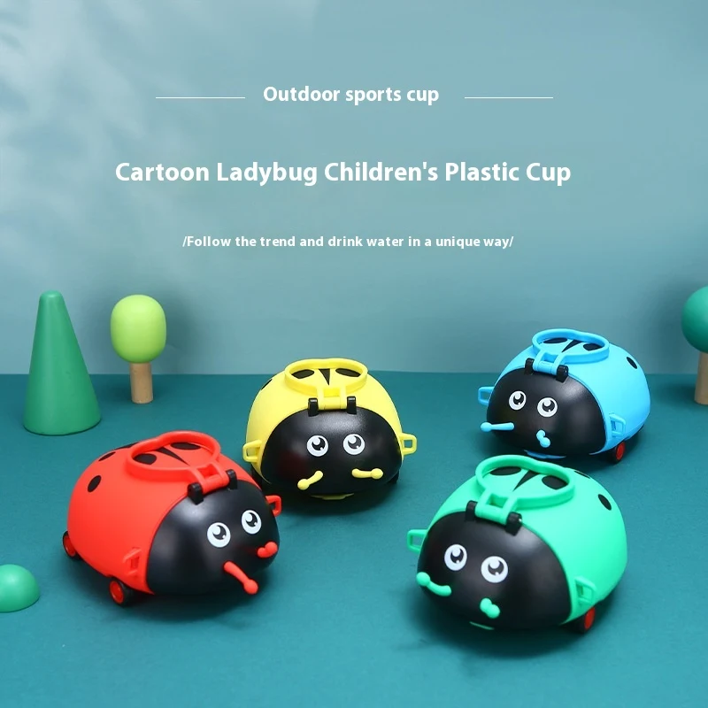 Cartoon children's plastic bounce straw cup with a rope holder, fun and practical, ideal for keeping drinks safe and acc — photo 1