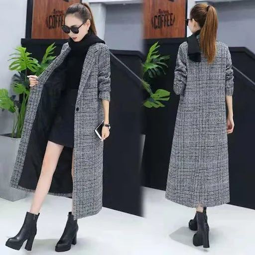 Title 2, Over-the-knee wollen jas voor dames, elegant en...
