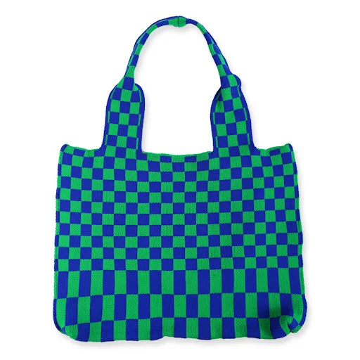 Title 5, Womens Simple Checkerboard Shoulder Knitted Ba...