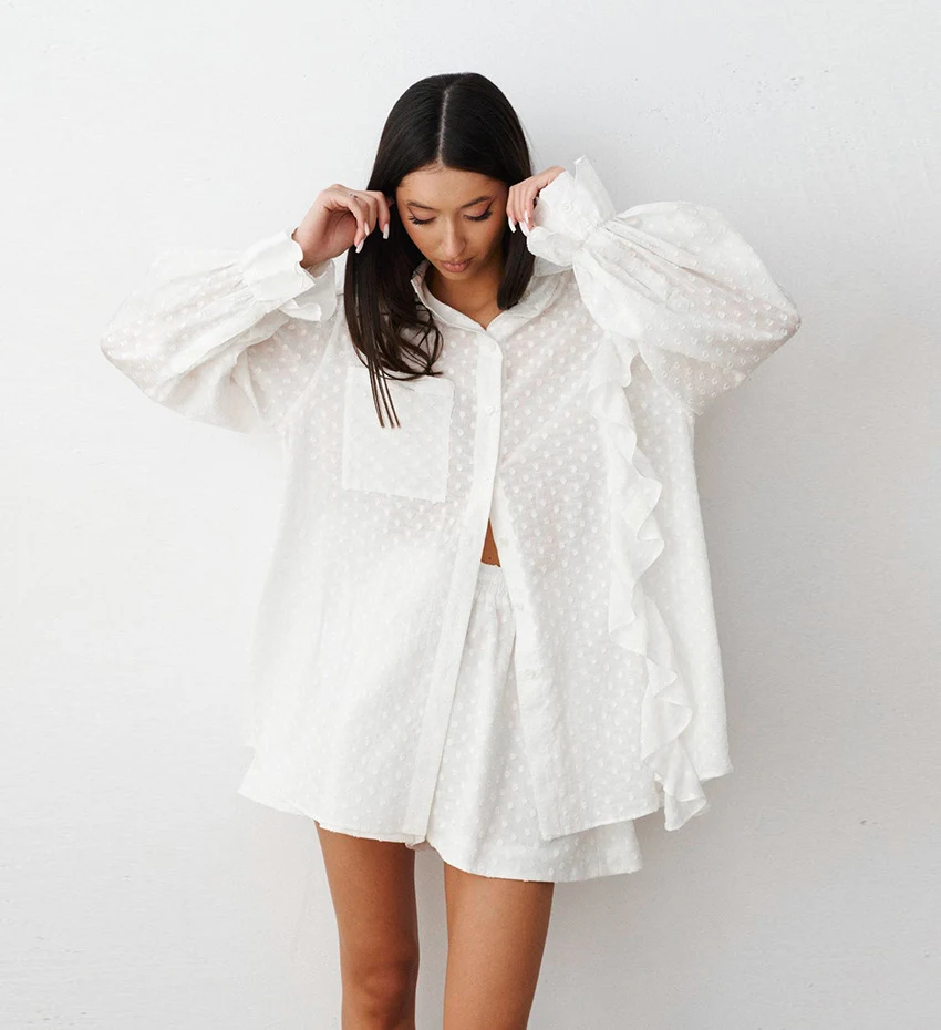 Title 4, Womens Convex Jacquard Cotton Bell Sleeve Hot ...