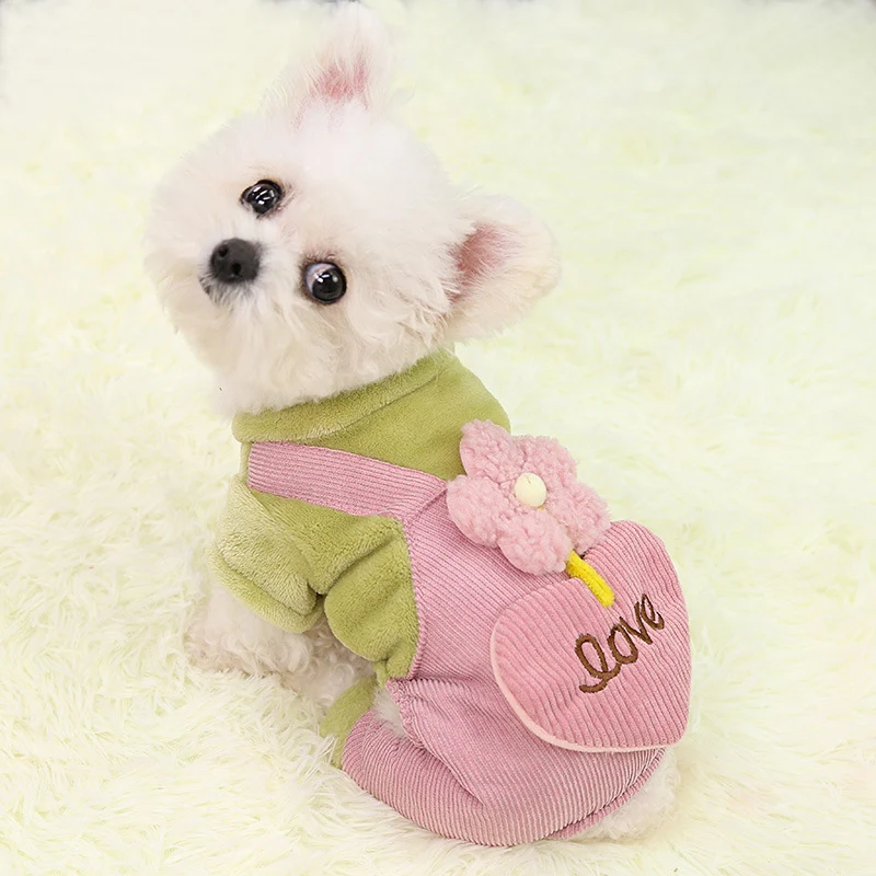 Title 5, Pet Thicken Warm Four-legged Clothes Flower Pan...