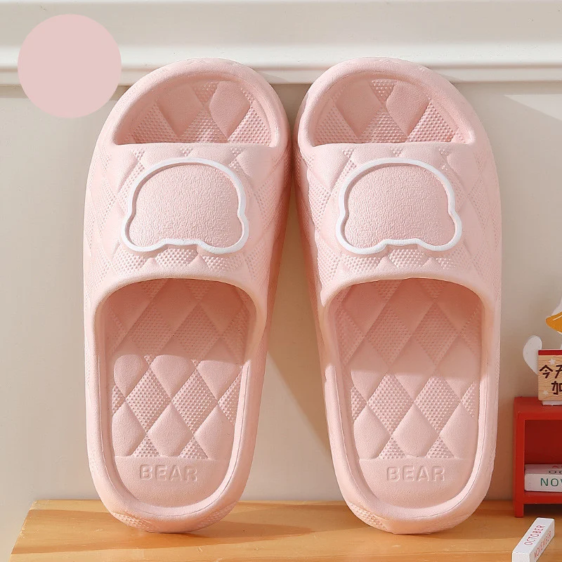 Rhombus Design Bear Slippers Indoor Non-slip Thick Soles, for Women Men, Cute House Shoes, perfect for Bedroom, Bathroom — photo 2