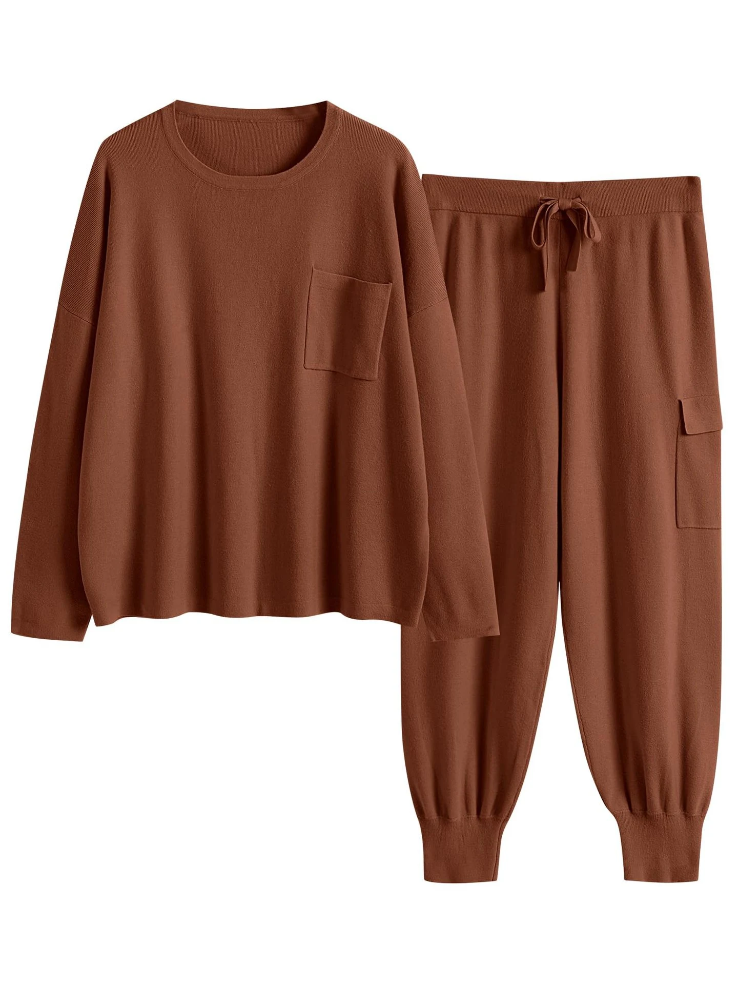 Completo sportivo donna due pezzi, top casual a maniche lunghe e pantaloni. Comodo e versatile per attività sportive e tempo libero. — foto 22
