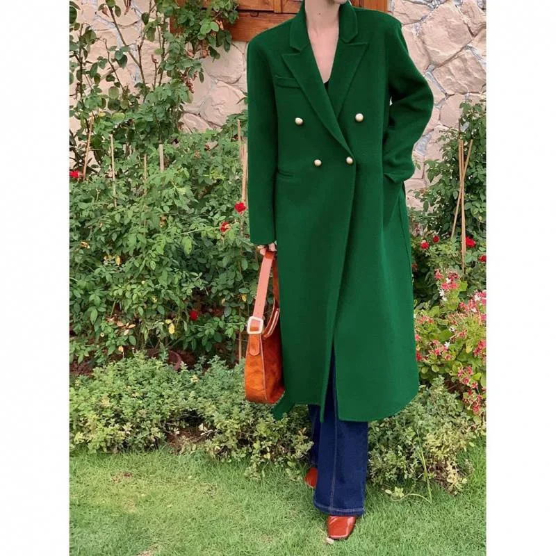 Title 4, Womens Wool Long Coat Suit Collar Classic Eleg...