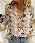 Camisa feminina de manga longa com gola de lapela e estampa digital. Conforto e estilo para looks sofisticados e modernos em qualquer ocasião. — foto 21