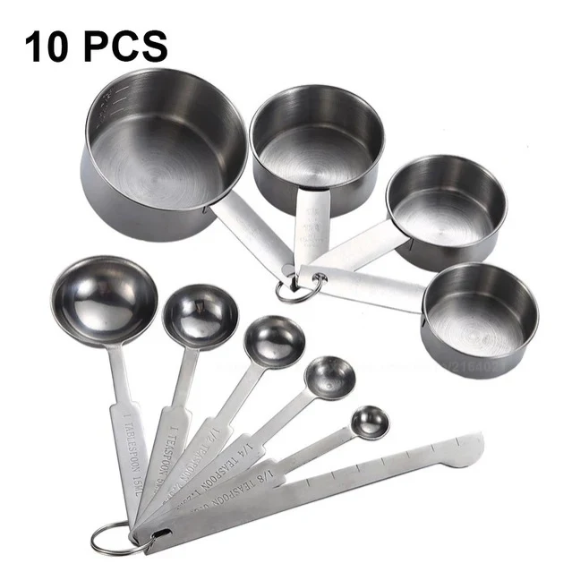 Title 2, Stainless Steel Measuring Cup and Spoon Set, Lu...